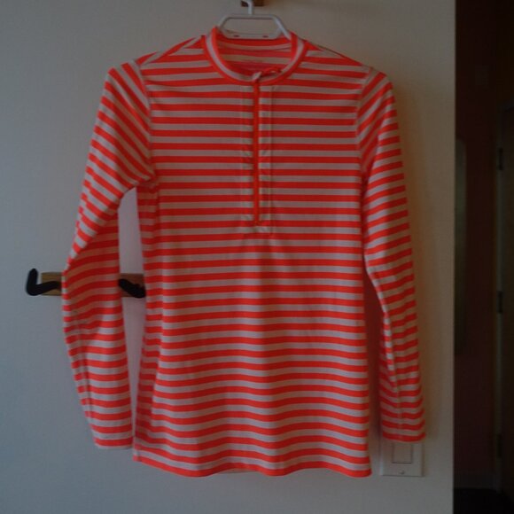 J.Crew crewcuts rashguard swim swimwear stripe neon coral long-sleeve Girls 16 - Picture 2 of 10